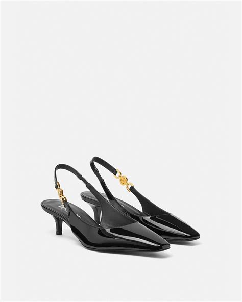 versace kitten heel leather pumps|Versace Medusa '95 Kitten Heel Slingback Pump (Women).